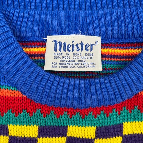 Meister Vintage Hong Kong Geometric Wool-Acrylic Sweater Size M - Picture 5 of 5